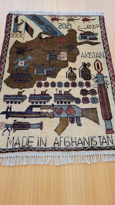 AFGHAN WAR RUG 2X2.9