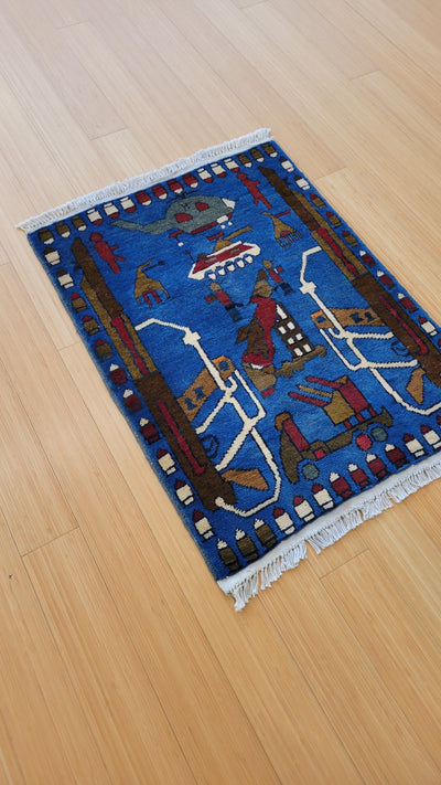 AFGHAN WAR RUG 2X2.8