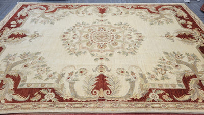 AFGHAN AUBUSSON SIZE 9.10x13.9